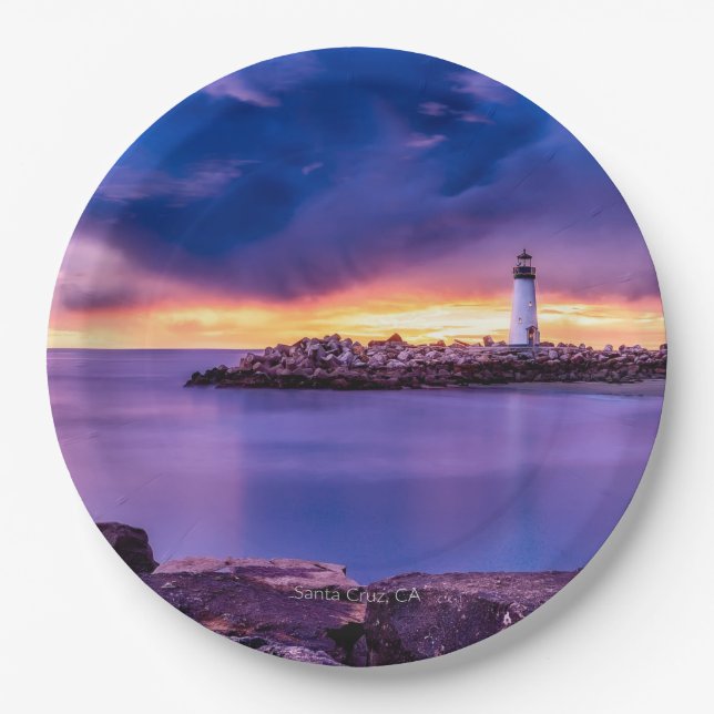 Santa Cruz, California Lighthouse Paper Plate (Front)