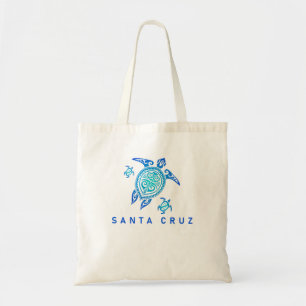 Santa Cruz California Sea Blue Tribal Turtle Tote Bag