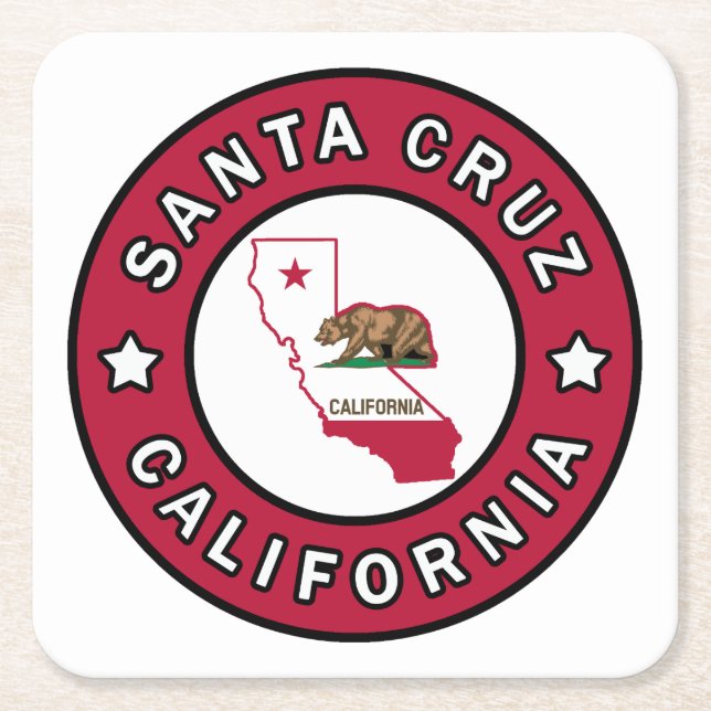 Santa Cruz California Square Paper Coaster (Front)