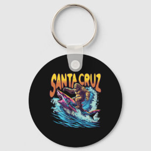 Santa Cruz California Summer S Surfing Bigfoot Sha Keychain