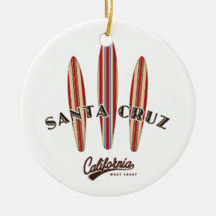 Santa Cruz California Three Surfboards Ceramic Ornament