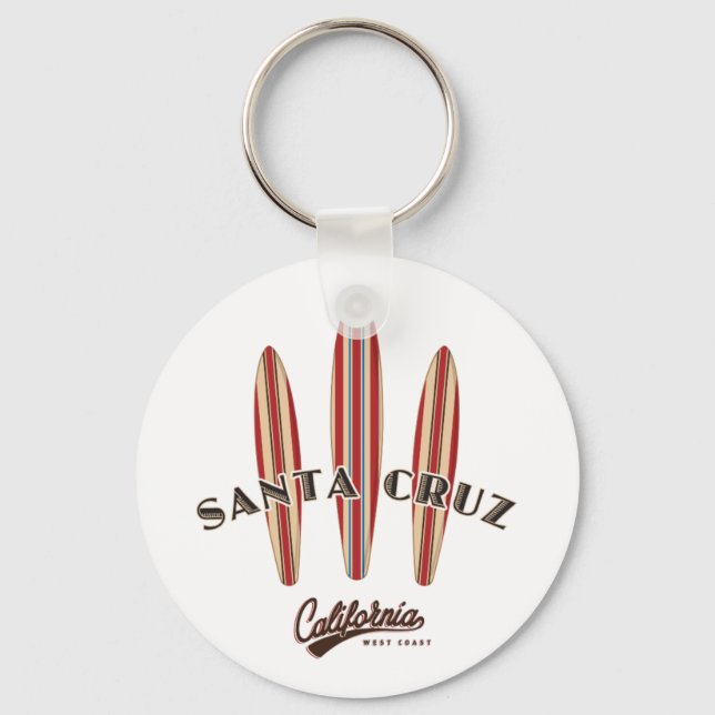 Santa Cruz California Three Surfboards Keychain (Front)