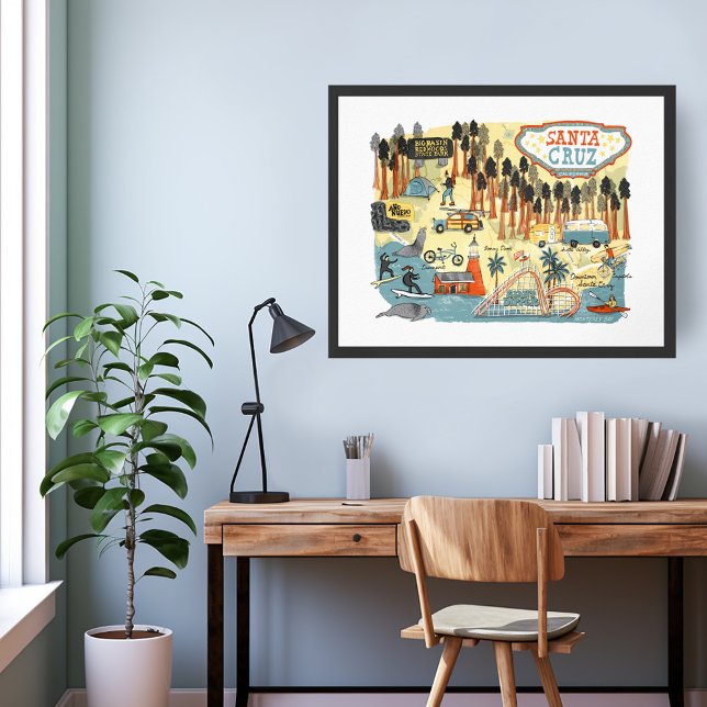 Santa Cruz California UCSC Map Illustration Poster (Santa Cruz California UCSC Map Illustration Poster
)