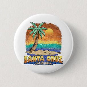 Santa Cruz California Vintage Distressed Souvenir 2 Inch Round Button