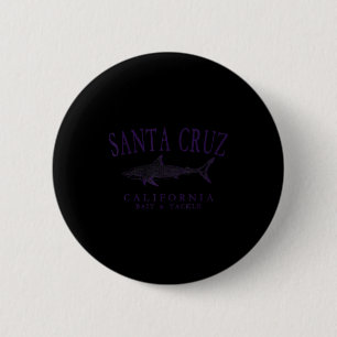 Santa cruz california vintage plum art fishing 2 inch round button
