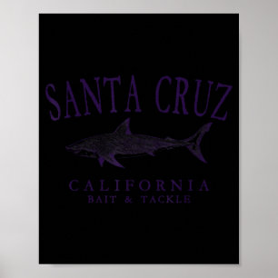 Santa cruz california vintage plum art fishing  poster