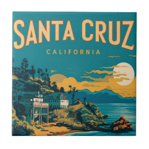 Santa Cruz California Watercolor Travel Tile