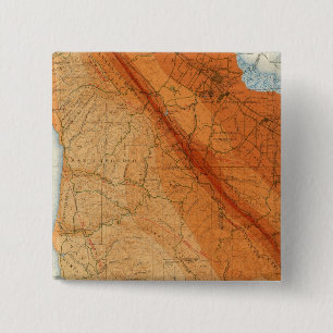Santa Cruz quadrangle showing intensity, faults 2 Inch Square Button
