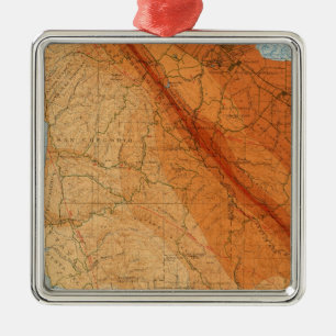 Santa Cruz quadrangle showing intensity, faults Metal Ornament