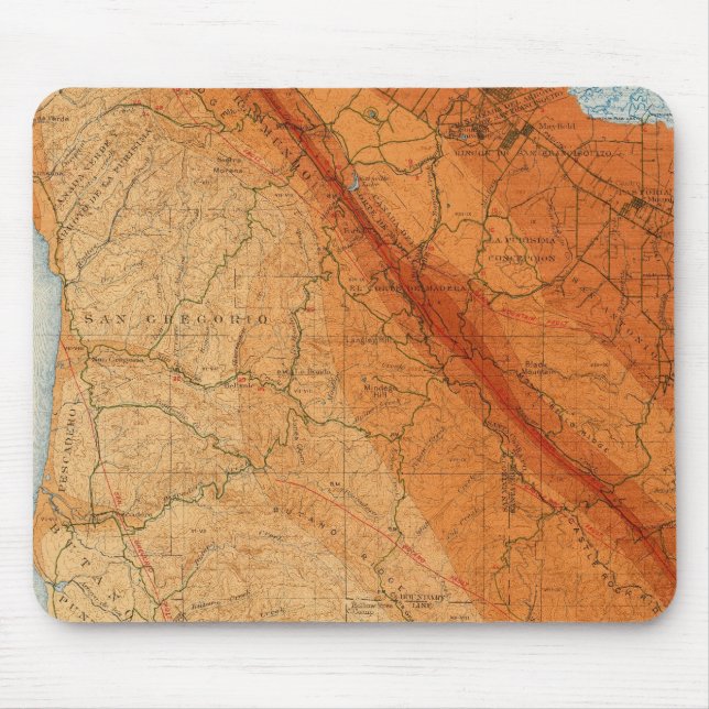 Santa Cruz quadrangle showing intensity, faults Mouse Pad (Front)