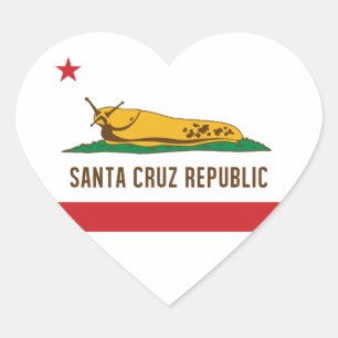 Santa Cruz Republic Banana Slug Flag Heart Sticker