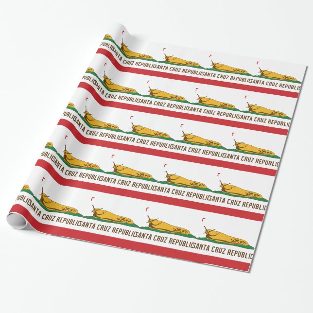Santa Cruz Republic Banana Slug Flag Wrapping Paper (Unrolled)