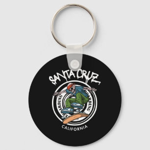 Santa Cruz Skater Laid Back California Skeleton Sk Keychain