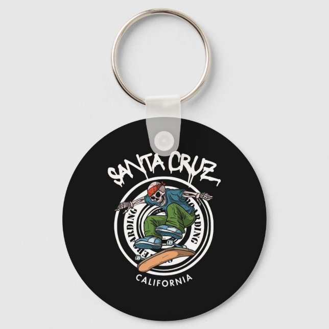 Santa Cruz Skater Laid Back California Skeleton Sk Keychain (Front)