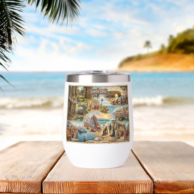 Santa Cruz Vibe Map – Cultural Coastal Art Print (Beach (Rotated))