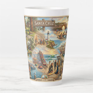 Santa Cruz Vibe Map – Cultural Coastal Art Print Latte Mug