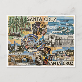 Santa Cruz Vintage Collage – Coastal Memories Art Postcard
