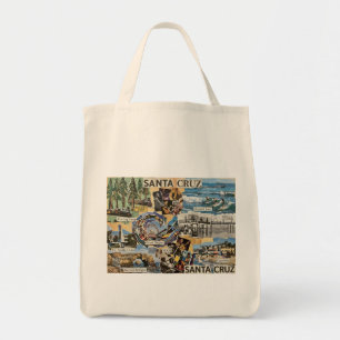 Santa Cruz Vintage Collage – Coastal Memories Art Tote Bag