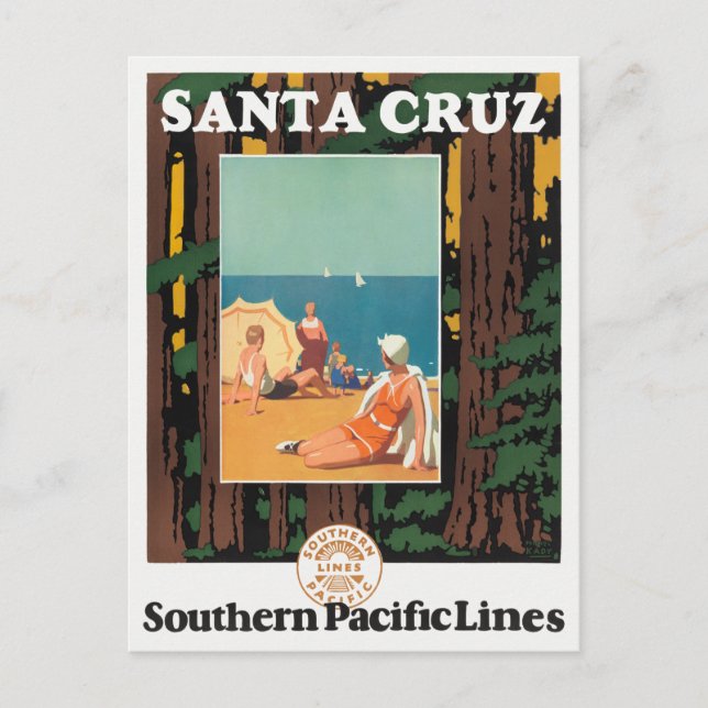 Santa Cruz Vintage Travel Poster 1926 Postcard (Front)