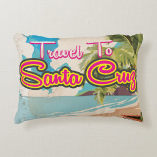 Santa Cruz Vintage vacation Poster Accent Pillow