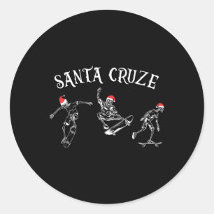 Santa Cruze Skater Skateboarding Christmas Hallowe Classic Round Sticker