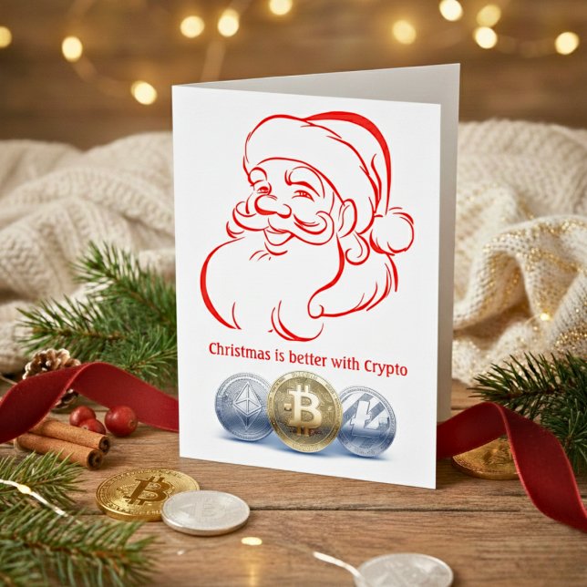 Santa Crypto Christmas Card (Greeting Cards - Downloadable )