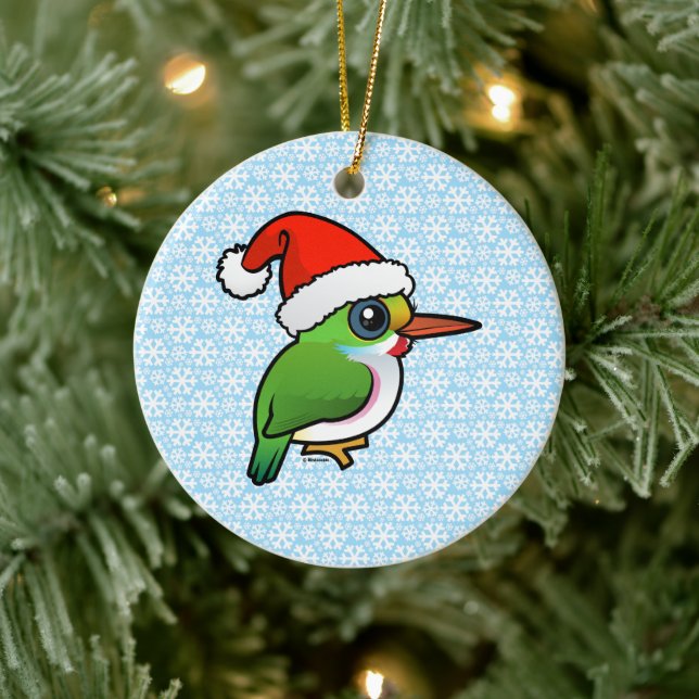 Santa Cuban Tody Ceramic Ornament (Tree)