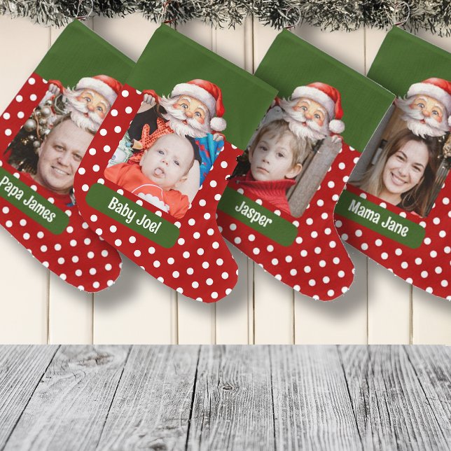 Santa Custom Family Photo Name and Message  Large Christmas Stocking (Creator Uploaded)