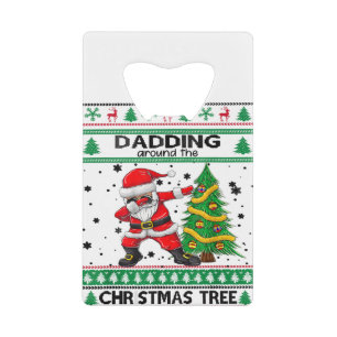 Santa Dabbing Around the Ugly Christmas Sweater Tr Credit Card Bottle Opener