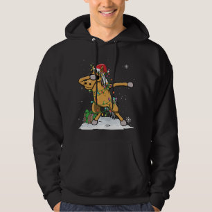 Santa Dabbing Horse Christmas Lights Funny Xmas Hoodie