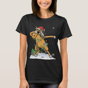 Santa Dabbing Horse Christmas Lights Funny Xmas T-Shirt