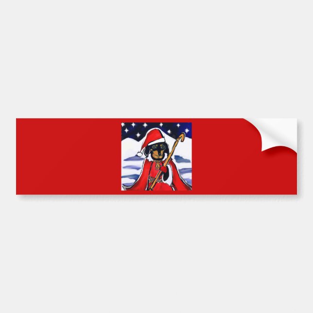 SANTA DACHSHUND BUMPER STICKER (Front)