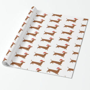 Santa Dachshund Christmas gift wrapping paper