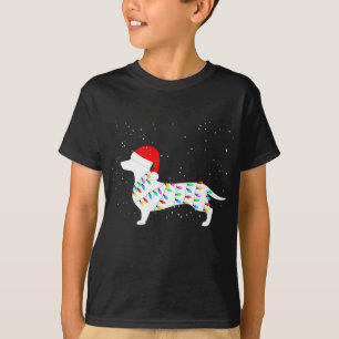 Santa Dachshund Christmas Lights Dachshund Pyjamas T-Shirt