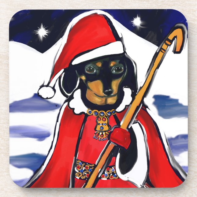 SANTA DACHSHUND COASTER (Front)