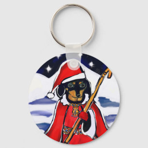 SANTA DACHSHUND KEYCHAIN