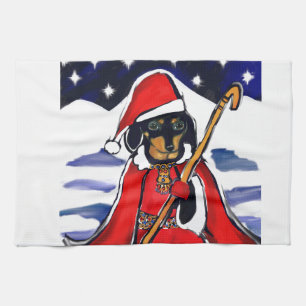 SANTA DACHSHUND KITCHEN TOWEL