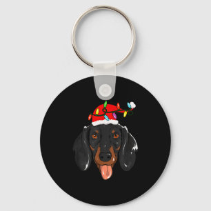 Santa Dachshund Light Christmas Keychain