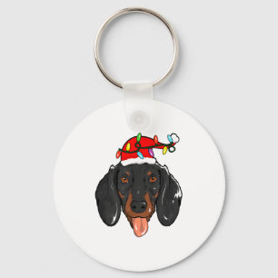 Santa Dachshund Light Christmas Keychain