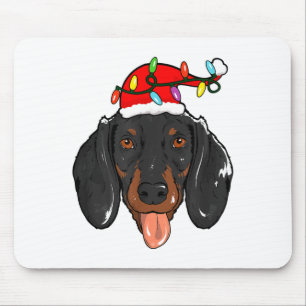Santa Dachshund Light Christmas Mouse Pad
