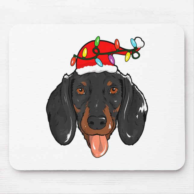 Santa Dachshund Light Christmas  Mouse Pad (Front)