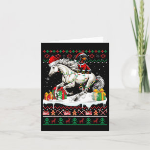Santa Dachshund Riding Horse Christmas Sweater Lov Card