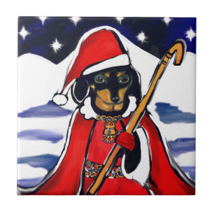 SANTA DACHSHUND TILE