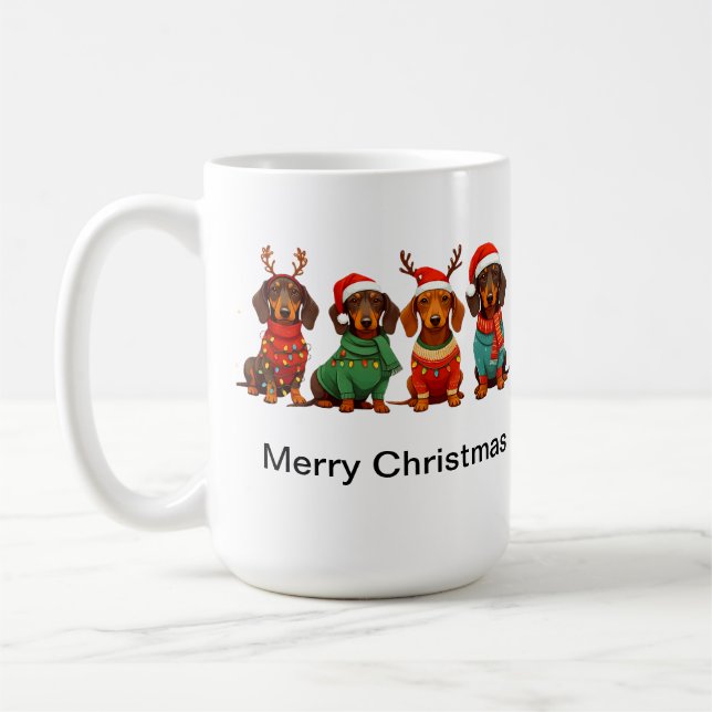Santa Dachshunds Coffee Mug (Left)