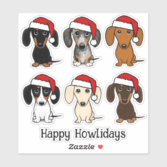 Santa Dachshunds Cute Wiener Dogs Christmas (Sheet)