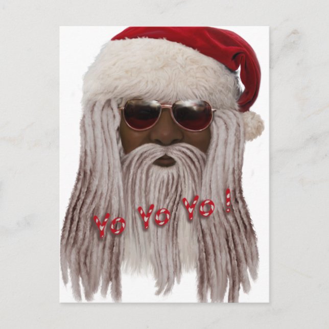 Santa ( dark ) in Dreads -Yo Yo Yo! Holiday Postcard (Front)