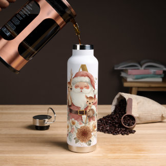 Santa Deer Letter Mug Winter Alphabet Illustration Water Bottle