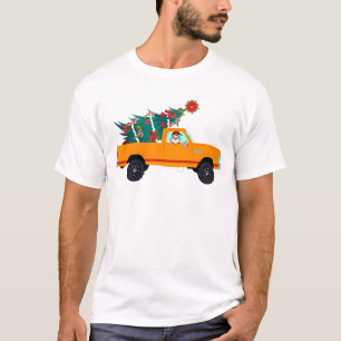 Santa delivering a Christmas Tree in a 4x4 T-Shirt