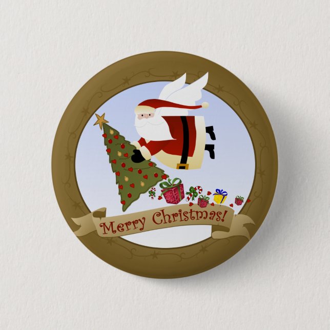 Santa Delivers 2 Inch Round Button (Front)