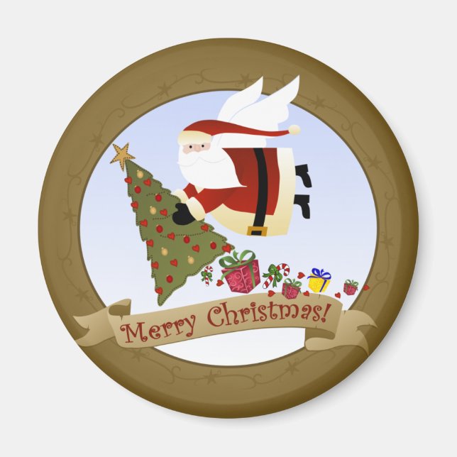 Santa Delivers | Christmas Magnet (Front)